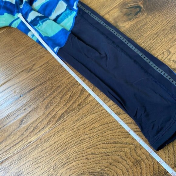 Lululemon Pace Pusher Crop Luxtreme Brush Strokes Harbor Blue Menthol Deep Navy - Picture 7 of 11